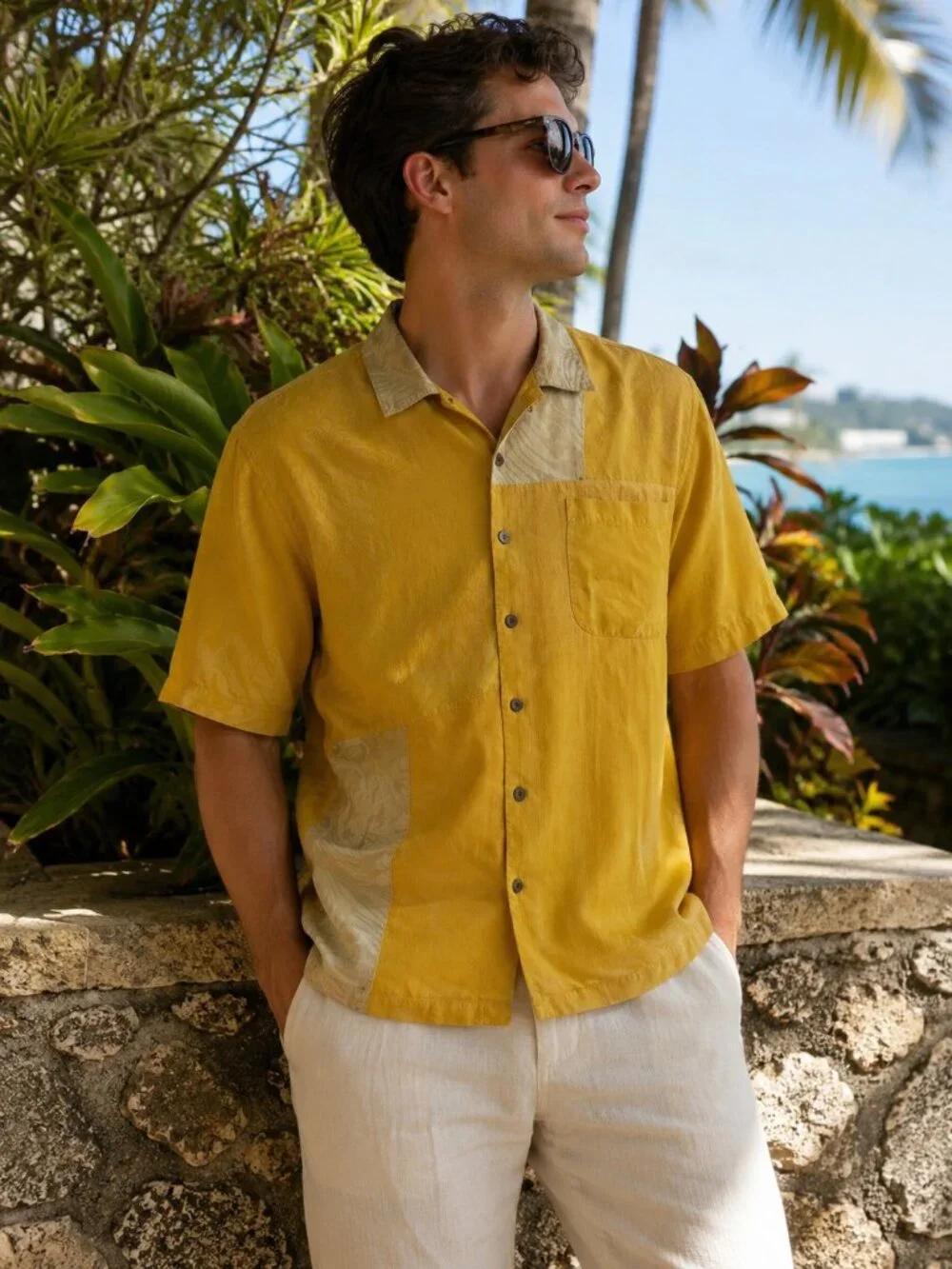 Tommy Bahama 100% Silk Camp Shirt XL Yellow Hawaiian Resort - Picture 1 of 11